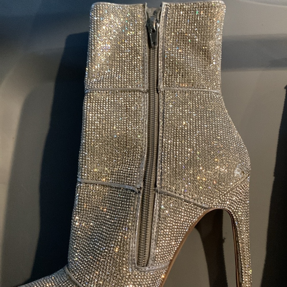 Steve Madden Winona Rhinestone Stiletto High Heel Bootie Mid-Calf - Picture 6 of 12